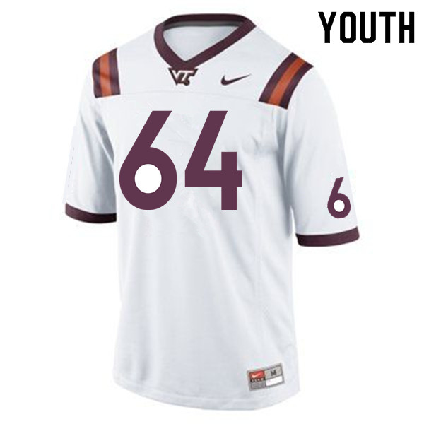 Youth #64 Sam DeLuke Virginia Tech Hokies College Football Jerseys Sale-White